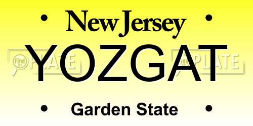 YOZGAT New Jersey License Plate