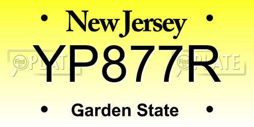 YP877R New Jersey License Plate