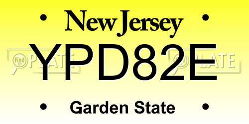 YPD82E New Jersey License Plate