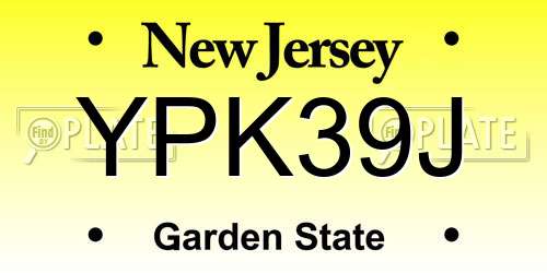 YPK39J New Jersey License Plate