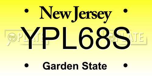 YPL68S New Jersey License Plate