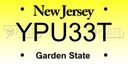 YPU33T New Jersey License Plate