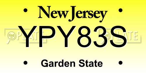 YPY83S New Jersey License Plate