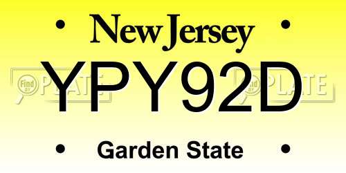 YPY92D New Jersey License Plate