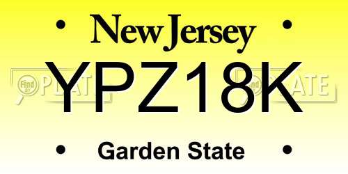 YPZ18K New Jersey License Plate