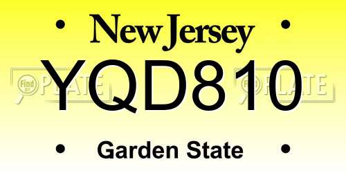 YQD810 New Jersey License Plate