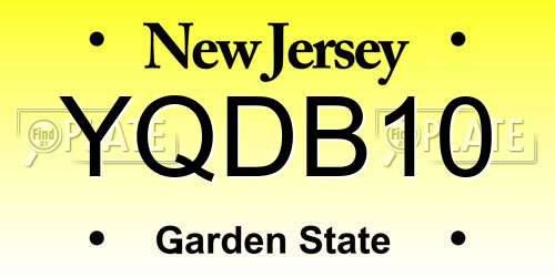 YQDB10 New Jersey License Plate