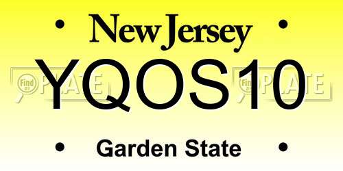 YQOS10 New Jersey License Plate