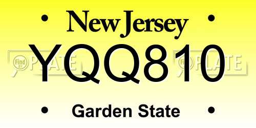 YQQ810 New Jersey License Plate