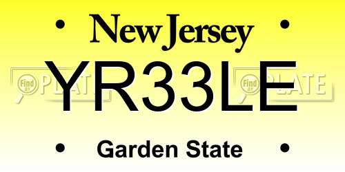 YR33LE New Jersey License Plate