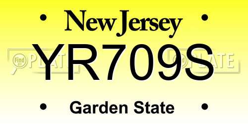 YR709S New Jersey License Plate