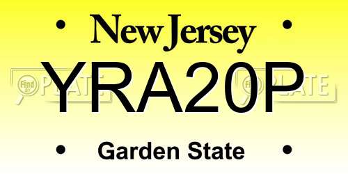 YRA20P New Jersey License Plate