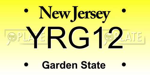 YRG12 New Jersey License Plate