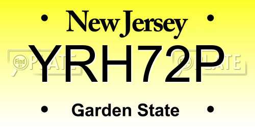 YRH72P New Jersey License Plate