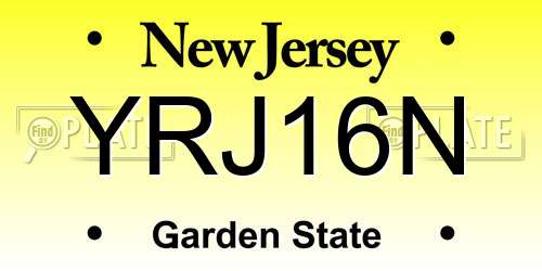 YRJ16N New Jersey License Plate