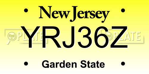 YRJ36Z New Jersey License Plate