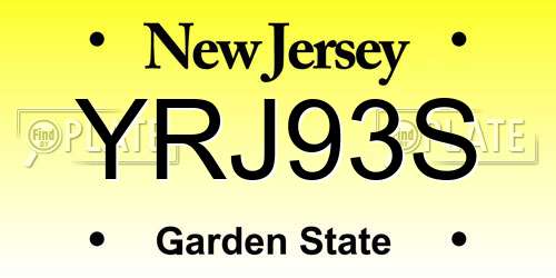 YRJ93S New Jersey License Plate