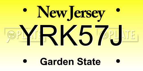 YRK57J New Jersey License Plate