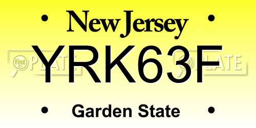 YRK63F New Jersey License Plate