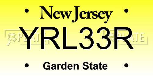 YRL33R New Jersey License Plate