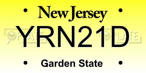 YRN21D New Jersey License Plate