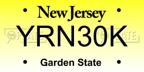 YRN30K New Jersey License Plate
