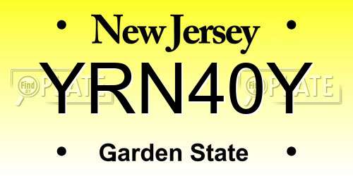 YRN40Y New Jersey License Plate