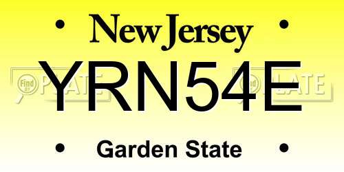 YRN54E New Jersey License Plate