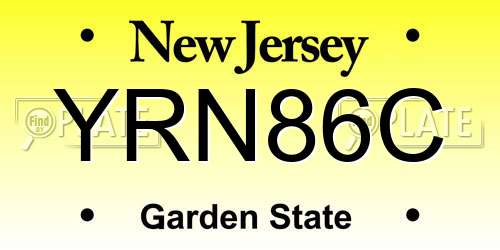 YRN86C New Jersey License Plate