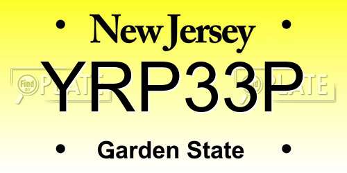 YRP33P New Jersey License Plate