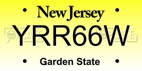 YRR66W New Jersey License Plate