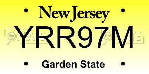 YRR97M New Jersey License Plate
