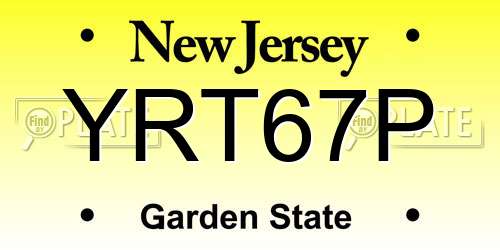 YRT67P New Jersey License Plate