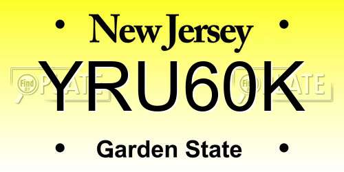 YRU60K New Jersey License Plate
