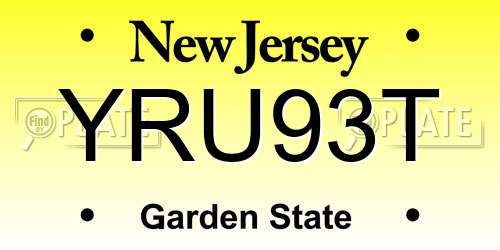 YRU93T New Jersey License Plate