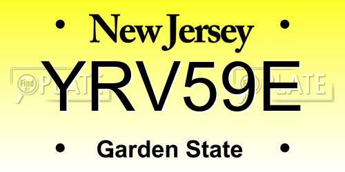 YRV59E New Jersey License Plate
