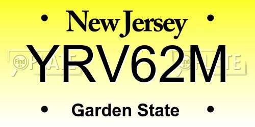 YRV62M New Jersey License Plate