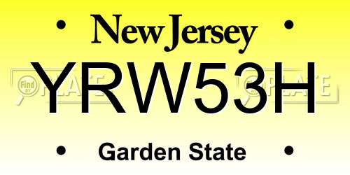 YRW53H New Jersey License Plate