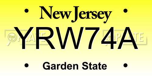 YRW74A New Jersey License Plate