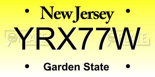 YRX77W New Jersey License Plate