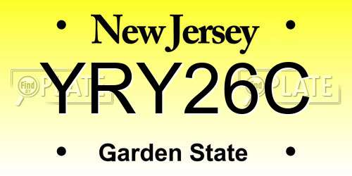 YRY26C New Jersey License Plate