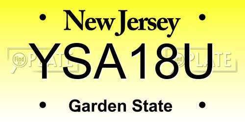 YSA18U New Jersey License Plate