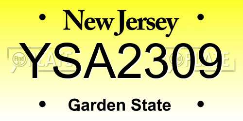 YSA2309 New Jersey License Plate