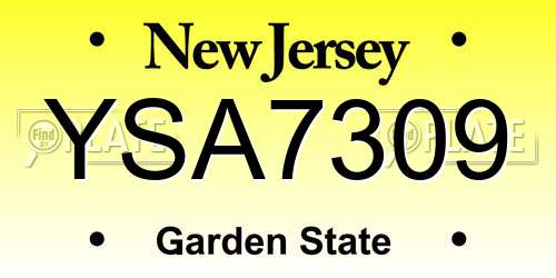 YSA7309 New Jersey License Plate