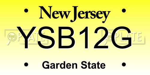 YSB12G New Jersey License Plate