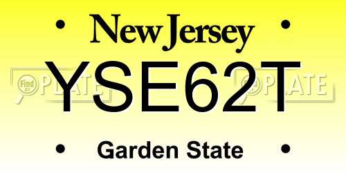 YSE62T New Jersey License Plate