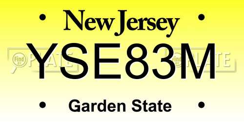 YSE83M New Jersey License Plate