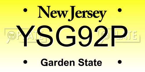 YSG92P New Jersey License Plate