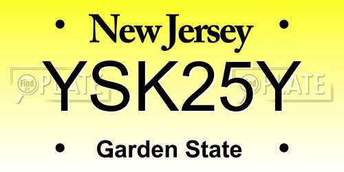 YSK25Y New Jersey License Plate