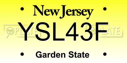 YSL43F New Jersey License Plate